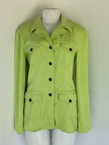 Women’s Moschino Vintage 1990s Lime Green Lightweight Denim Jean Jacket M 12 - Picture 1 of 5