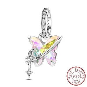 MULA 925 Sterling Silber DIY Charm Schmetterling Stern Mond Anhänger Für WomenBr - Bild 1 von 7