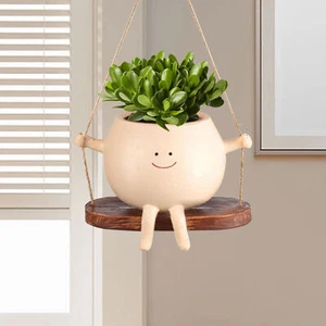 Cute Swing Planter Pot Hanging Succulent Flower Plants Pots For Mothers Day Gift - Picture 1 of 12