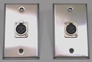 (2) Two XLR Single Wall Plates w/ NEUTRIK NC3FD-L-1 Female 3 Pin Stainless Steel - Picture 1 of 4