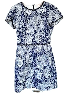 Brooks Brothers Red Fleece Dress Sz 4 Blue White Paisley Floral Rick Rack Trim - Picture 1 of 15