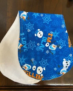 Handmade Burp Cloth Olaf on Dark Blue Set of 2 - Picture 1 of 1