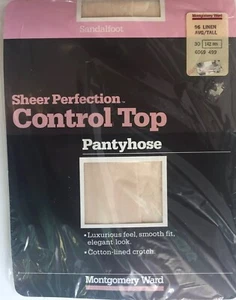 Pantyhose Vintage Control Top ecru Linen color Montgomery Ward Avg/tall (a22) - Picture 1 of 4