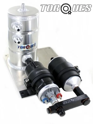 Sytec OTP 044 Fuel Pump + AN-6 Bosch Filter Swirl Surge Pot Assembly In BLACK - Image 1 of 4