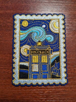 Doctor Who Patch Tardis In Starry Night Space Nerd Embroidered Iron On 2.5"x3.5" - Image 1 of 3