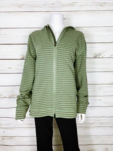 Sudadera con capucha para mujer Lululemon talla L verde a rayas cremallera completa bolsillos interiores - Imagen 1 de 9