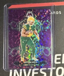 2024 Panini Mosaic Jayden Reed RC Purple No Huddle #/50 Green Bay Packers - Picture 1 of 2
