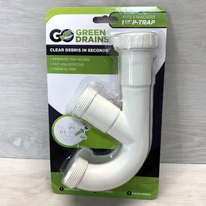 Go Green Drains - Universal 1-1/4" P-Trap With Clog Removal Brush Extension - Picture 1 of 11