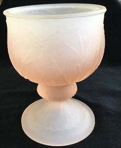 "Tiara Indiana Vidrio Rosa Grabado Hoja Satén Patas Votiva Vela Lámpara 41/8"" 10452" - Imagen 1 de 3