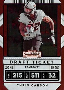 2020 Panini Contenders Draft Picks Draft Ticket blue Foil Chris Carson # 14 bb24
