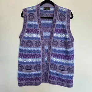Peruvian Alpaca Knit Open Vest Women's L Handmade Gradmacore Boho Cozy Preppy - Picture 1 of 8