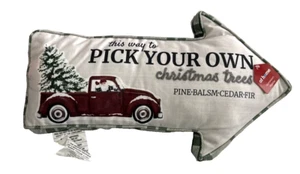 Christmas Throw pillow Farmhouse Old Truck Christmas Tree arrow shaped New - Picture 1 of 5