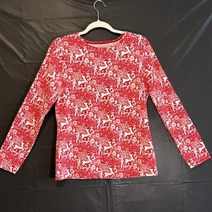 Talbots Gr. Medium rot-weiß Rentier Langarm T-Shirt - Bild 1 von 6