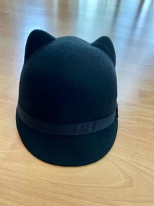 NEW Gymboree Structured Felt Cat Kitty Ear Hat Black 100% Wool size S (5-6) NEW - Picture 1 of 6