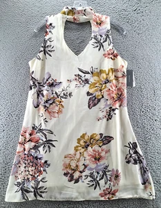 Halo Mini Floral Shift Dress Womens Medium Cream Cute Spring Summer Lined NWT - Picture 1 of 14
