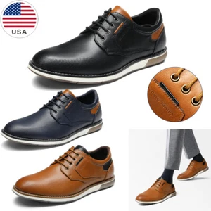 Men's Casual Dress Oxfords Shoes Formal Derby Sneakers Arch Support Wide Size - Picture 1 of 20