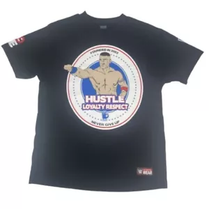 WWE John Cena Large Shirt Black Never Give Up 2018 Authentic Graphic T Shirt EUC - Picture 1 of 8