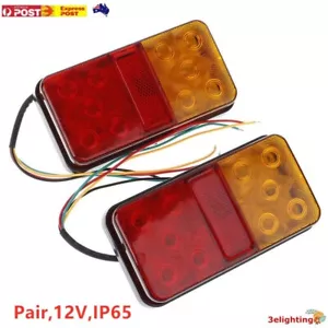 10 LEDs TRAILER TAIL LIGHT KIT PAIR PLUG 4 CORE WIRE CARAVAN BOAT UTE Waterproof - Picture 1 of 8