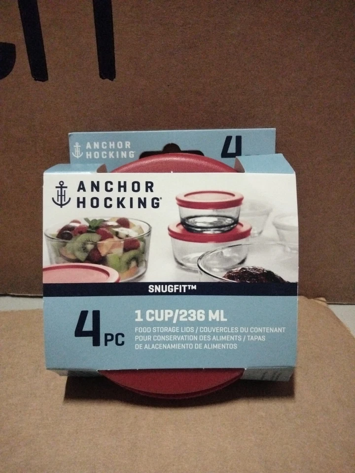 Anchor Hocking 4 Pack 1 Cup Food Storage Lids Red - Image 1 of 4