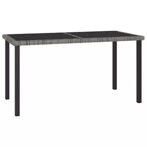 Garden Dining Table Grey 140x70x73 Poly Rattan W7R5 - Picture 1 of 5