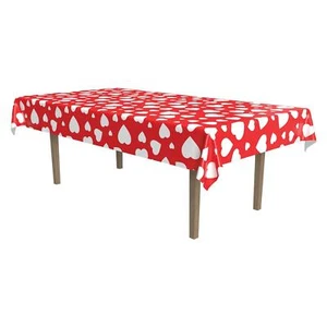 HEART TABLECLOTH VALENTINE'S DAY PARTY TABLEWARE - 1.3M X 2.7M - Picture 1 of 4
