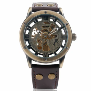Reloj de pulsera mecánico clásico SHENHUA para hombre cuerda automática correa de cuero militar - Imagen 1 de 12
