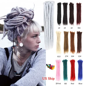 20" Synthetic Single Ended Dreadlocks Extensions SE Dread Locs Pre-looped Dreads - Picture 1 of 26
