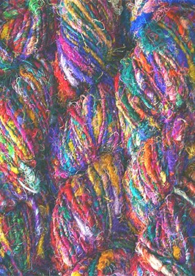 3 Skeins Himalaya Recycled PURE SARI Silk Knitting Woven Craft jewelry Yarn - Image 1 of 2