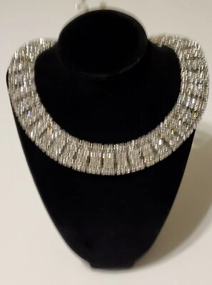 Thalia Sodi Tono Plata Cristal Collar Mesa Torre Collar 18" + 3" Extensor  Foto 1 de 2