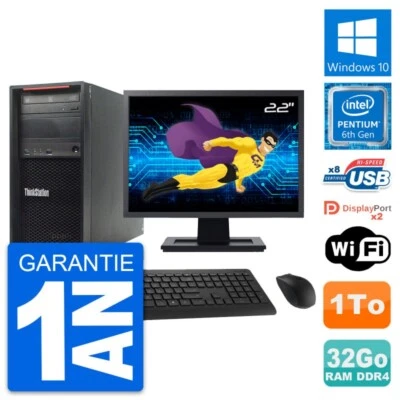 PC tour LENOVO P320 Pantalla 22" Pentium G4400 RAM 32Go Disco 1To Windows 10 Wi - Imagen 1 de 4