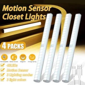 48 LED USB Rechargeable Motion Sensor Cabinet Night Light Kitchen Closet Lamp AU - Picture 1 of 14
