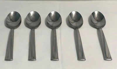 "5 cucharas de sopa ovaladas Oneida PERRY 18/10 cubiertos de acero inoxidable brillantes 7 1/8"" Vietnam" Foto 1 de 4