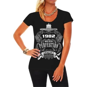 Frauen Damen T-Shirt Bis zur Perfektion gereift 1982 geboren Jahrgang 43 Jahre - Bild 1 von 3