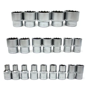 21pcs 1/2" Dr. 12 Gear Lock Socket Set Thin Wall Rounded Sockets 8 - 36mm Metric - Picture 1 of 6