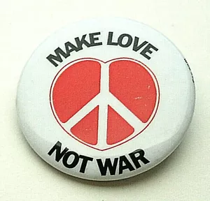 Vintage Make Love Not War Peace Sign Anti Draft 1980s Button Pin NOS New - Picture 1 of 3