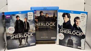Sherlock seasons 1-3 (1,2,3) Blu-ray Lot VG Seasons 2 &3 have Slipcovers - Picture 1 of 2