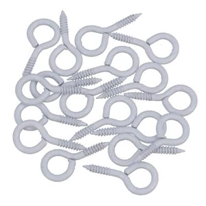 Screw Eye Hooks Fasteners Picture Curtain Hanger Fixings White Powder Coated - Picture 1 of 21