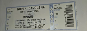 UNC Tarheels  vs Brown  Mens Basketball Tickets 11/12/2021 - Picture 1 of 1