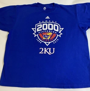 Kansas Jayhawks Basketball 2000 Victories 2KU Adidas t-shirt size XL    271 - Picture 1 of 5