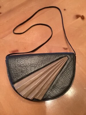 BOLSA CORPO X VINTAGE TIMMY WOODS @1977 BEVERLY HILLS COURO PRETO E MARROM *VGUC* - Imagem 1 de 4