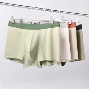 New Men's Cotton Underwear Comfort Boxer Briefs Breathable Plain Color Panties - Picture 1 of 20