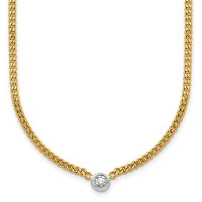 14k Two-Tone Gold 1/5 carat Lab Grown Diamond VS+ F+ 18 inch Curb Necklace - Image 1 of 2