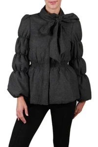 RYU Charcoal Grey Black Puffy Coat Jacket with Neck Tie Boutique Size S,M,L NWT - Picture 1 of 3
