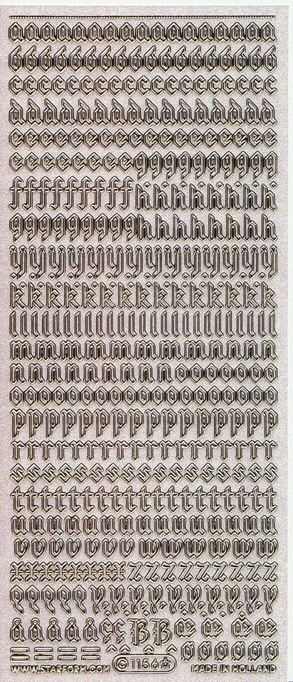 Micro-Glittersticker-Alphabet-abc-Gothic 2-transparent-gold / silber - 1156 - Bild 1 von 1