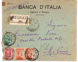 COLONIE LIBIA C. 5 + C. 10 + coppia 20 C. EM. VARIE DA BENGASI x Milano - Foto 1 di 1