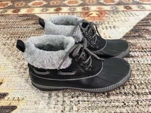 JBU Women's Maria Fuzzy Lined Waterproof Black/Grey Ankle Boot Size 8M - Picture 1 of 7