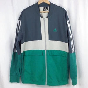 Adidas Men's Track Jacket Size XL Gray Teal Green Full Zip - Picture 1 of 8