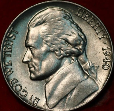 Uncirculated 1940 Philadelphia Mint Jefferson Nickel Not Silver - Image 1 of 2