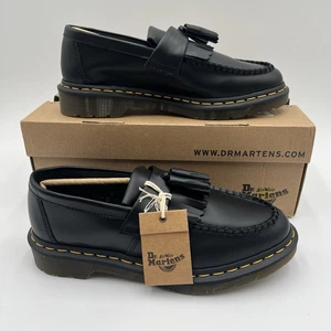 Dr. Martens Adrian Smooth Leather Tassel Loafers Yellow Stitch Black Women’s 8 - Picture 1 of 12