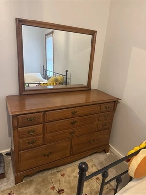 Antique Dresser Cherry Veneer Over A Hardwood Core (Likely Maple Or Birch) As-Is - Image 1 of 4